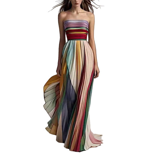 Striped Maxi Strapless Backless dress from Uplift Luxe
