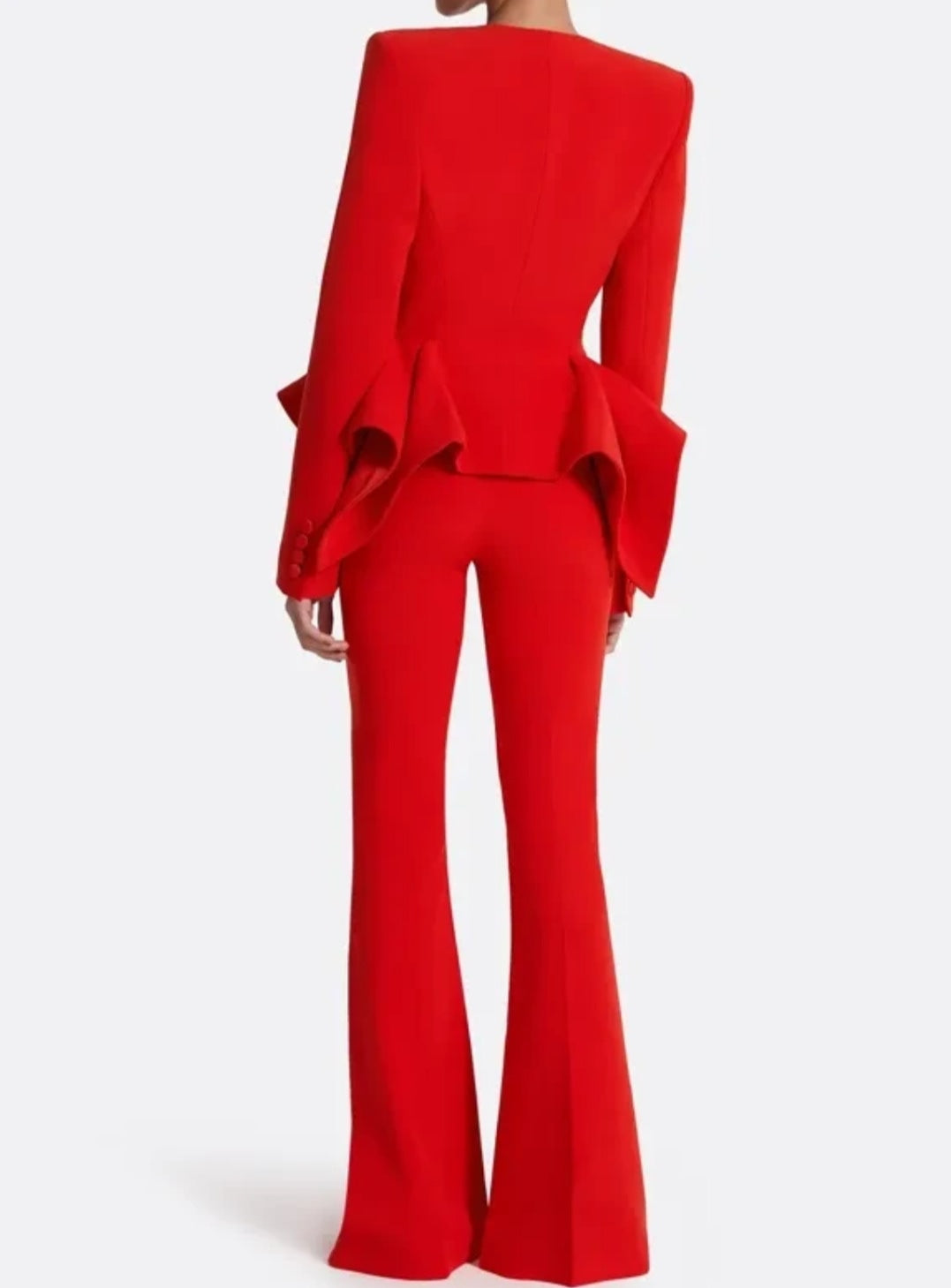 Red Asymmetric Blazer & Trouser Suit – view 2