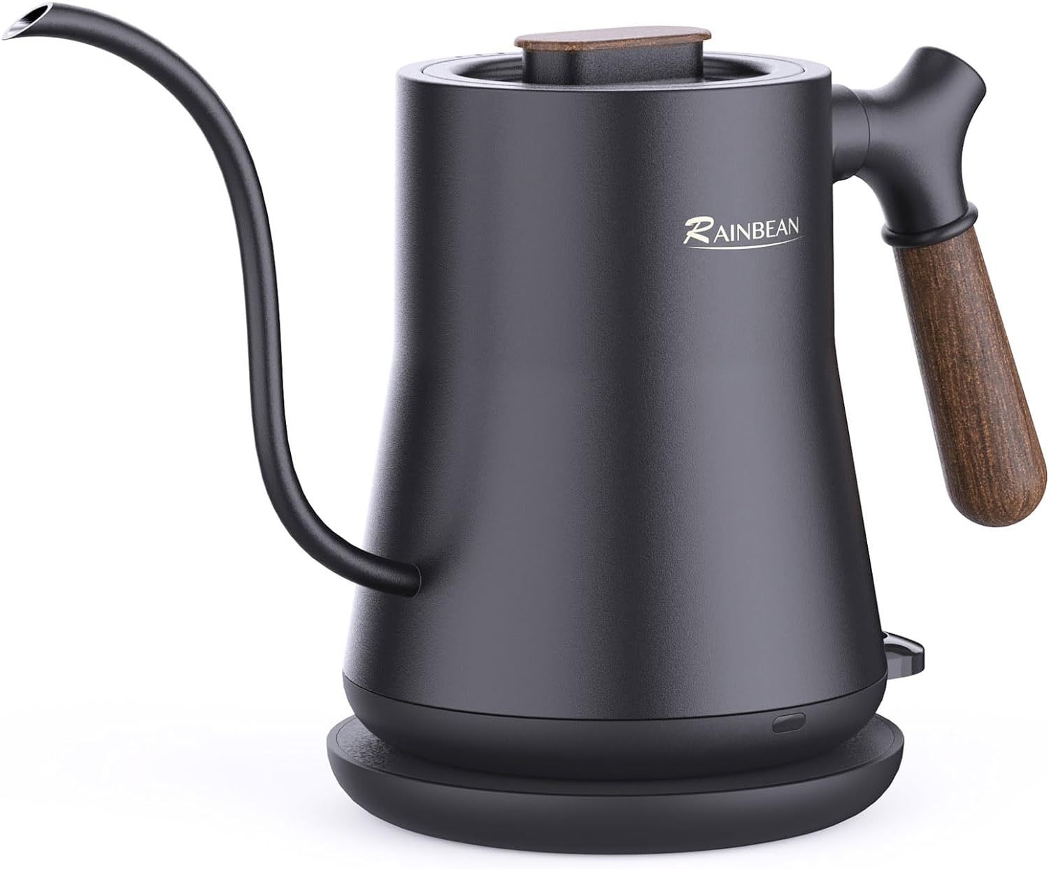 Black gooseneck kettle with wooden handle 