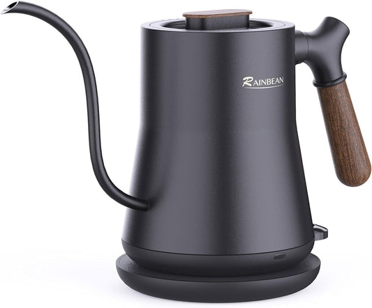Black gooseneck kettle with wooden handle 