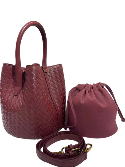 Maroon woven handbag 