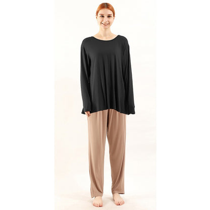 Bamboo fiber pajamas women plus size elastic waist pants long 