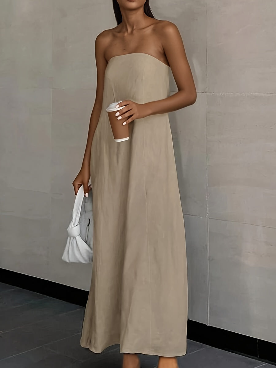 strapless a-line maxi dress for vacation women
