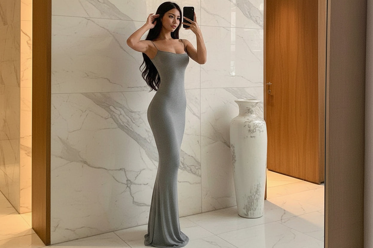 silver sculpting bodysuit dress with open crotch - adjustable fit shapewear for all-day comfort and control

