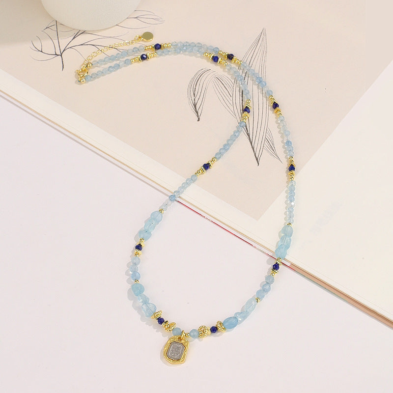 Korean style beaded gemstone choker