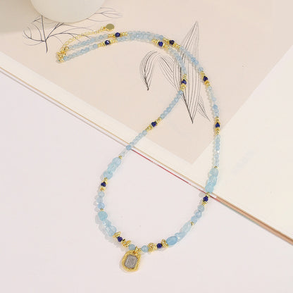 Korean style beaded gemstone choker