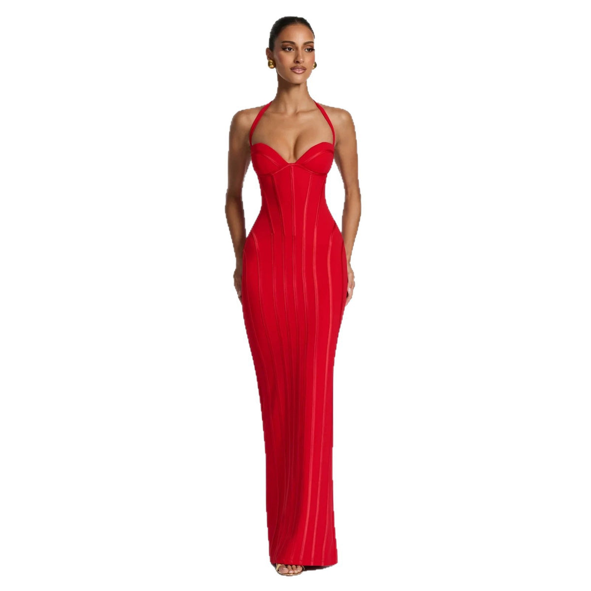 Corset Halter Fishtail Maxi Gown – view 3