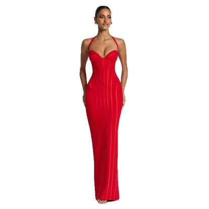 Corset Halter Fishtail Maxi Gown