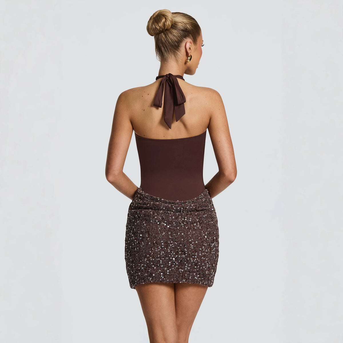 Sequin Skirt Cross-Halter Mini Dress – view 3
