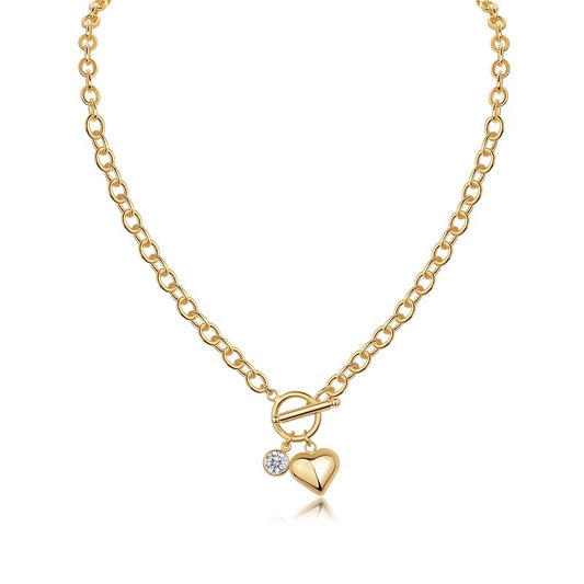 Moissanite heart pendant necklace with D color VVS1 stone in sterling silver