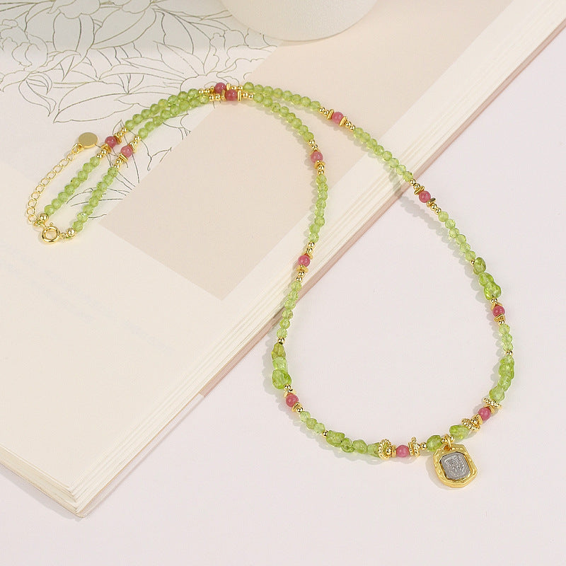 Boho crystal necklace with multi-stone design