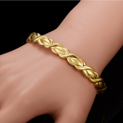 Magnetic therapy bracelet copper construction with electroplated finish for wellness

