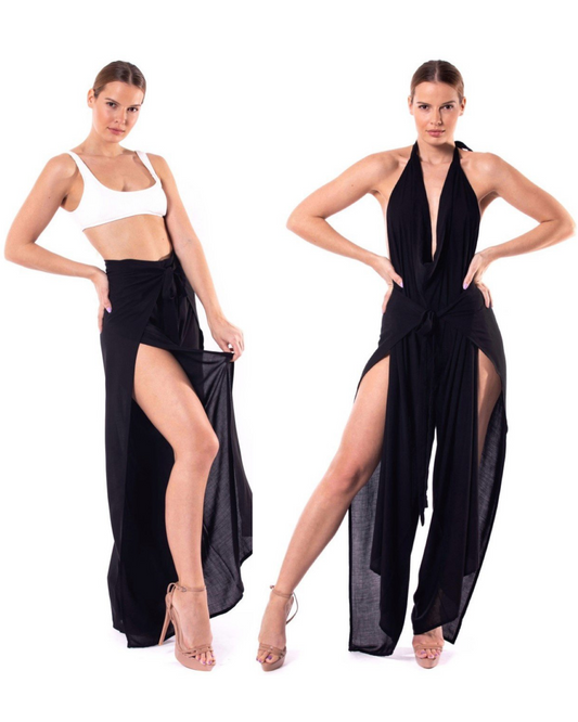 Balia Collection convertible pant to jumpsuit in Black Tie