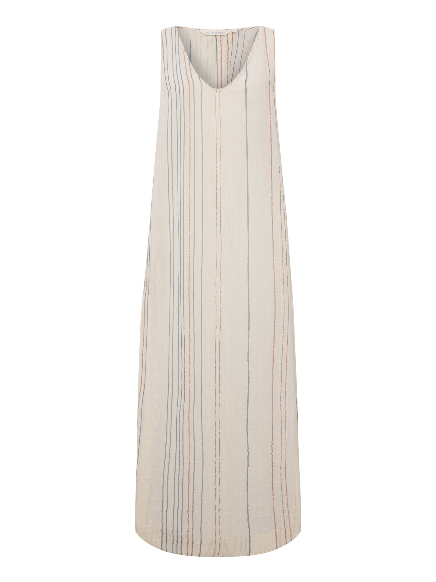 Long, sleeveless dress with vertical stripes 
