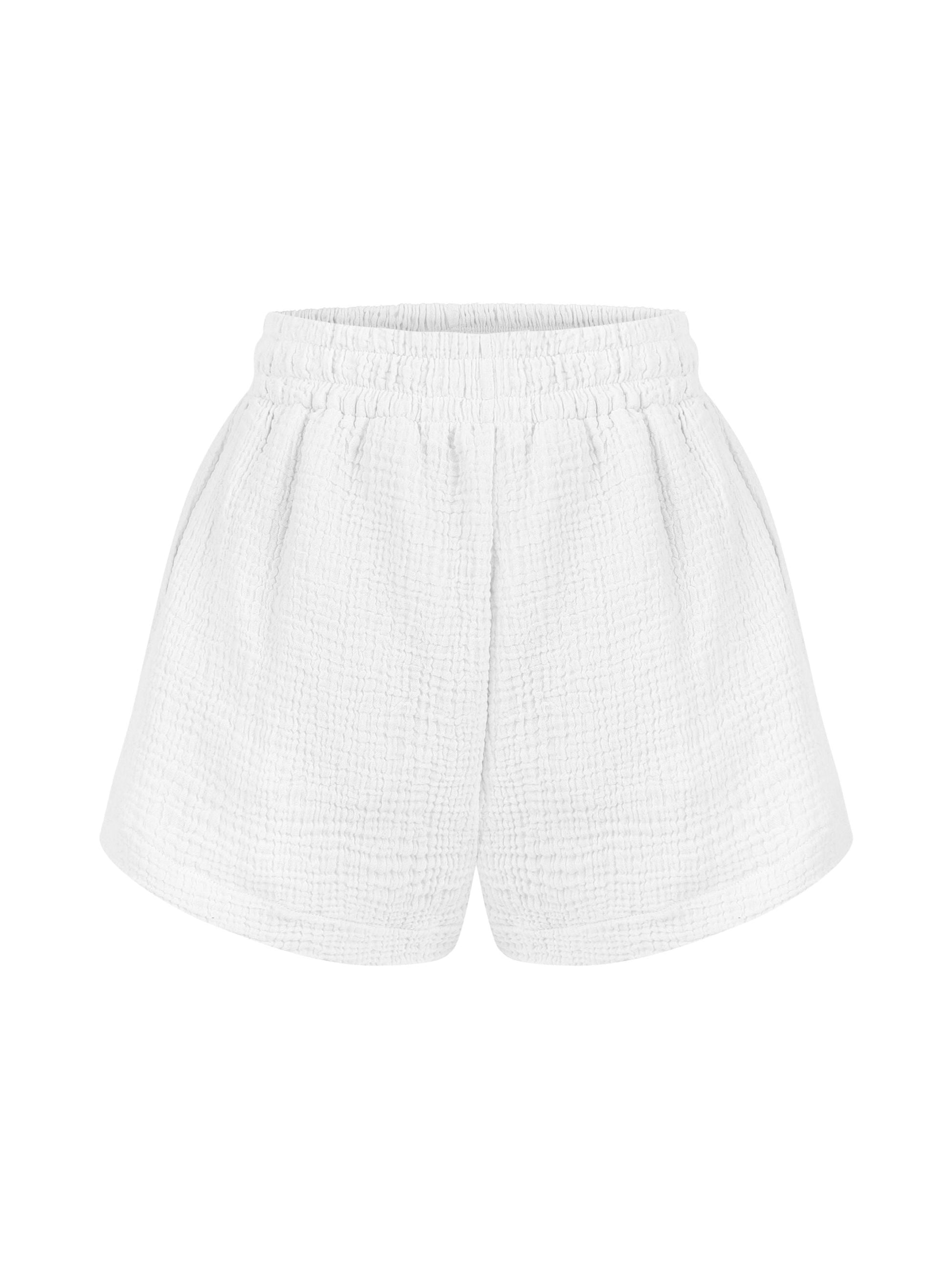a whote cotton woman short 
