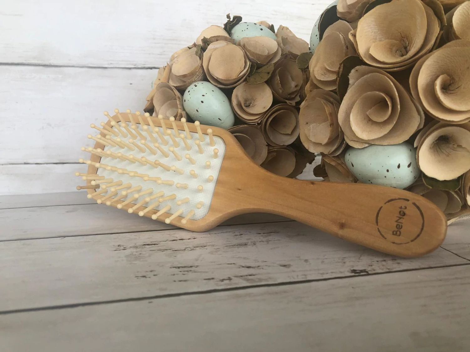 Wooden brush with soft bristles 