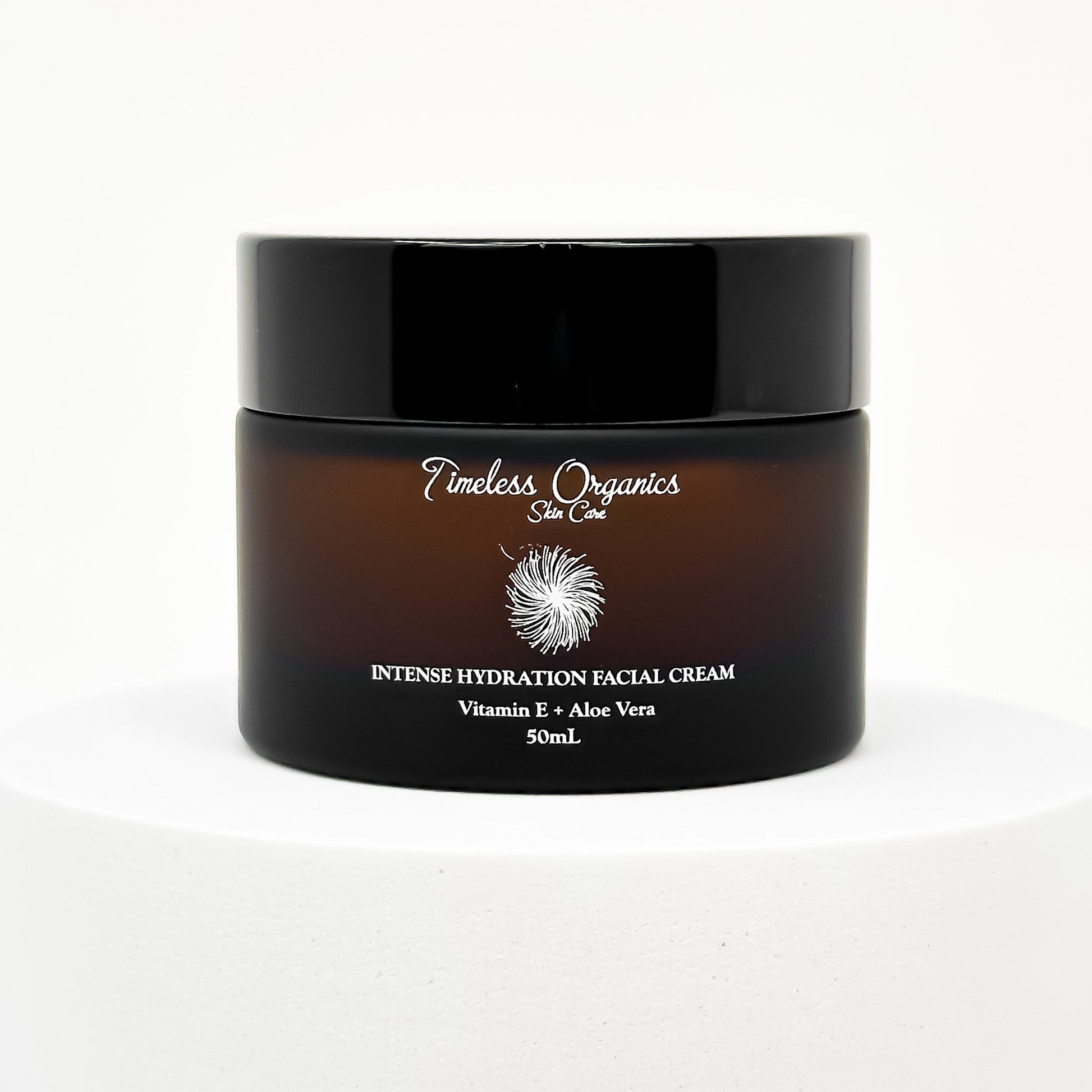 Jar of Timeless Organics Intense Hydration Facial Cream on a white background