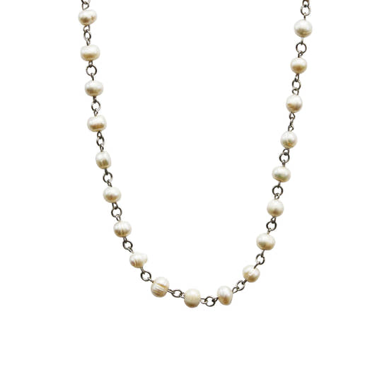 White Pearl Linked Necklace Freshwater Pearl Chain necklace from Uplift Luxe