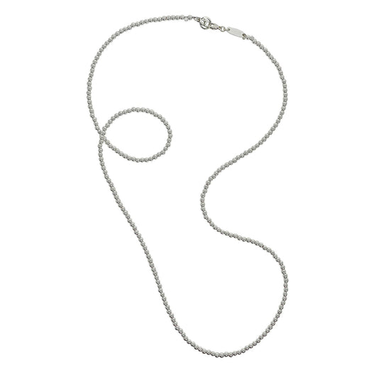 Silver necklace on a white background