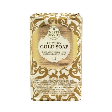 Luxury gold soap bar with decorative packaging made in italy 