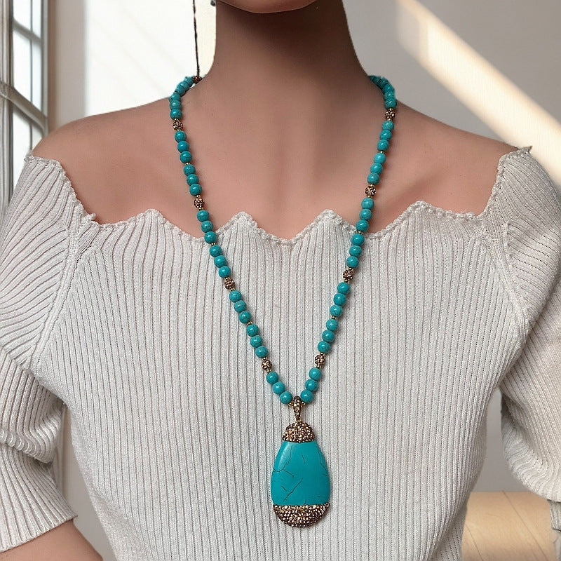 Turquoise water drop shape necklace 