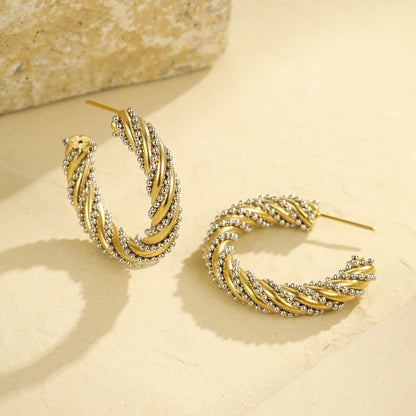Gold hoop earrings with diamond accents 