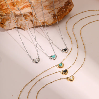 Elegant natural stone heart necklace 