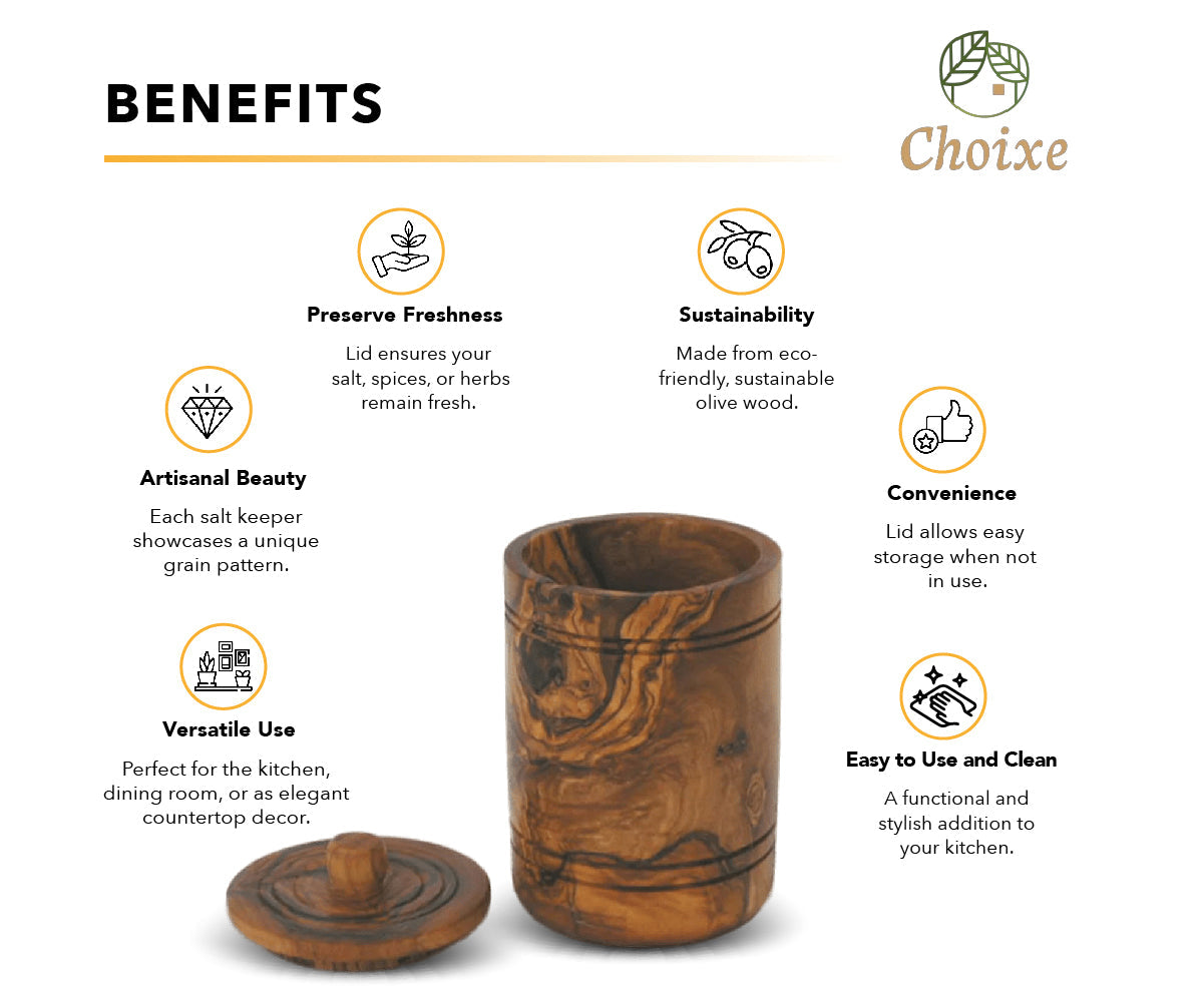 Wooden salt keeper artisanal beauty made from olive wood 