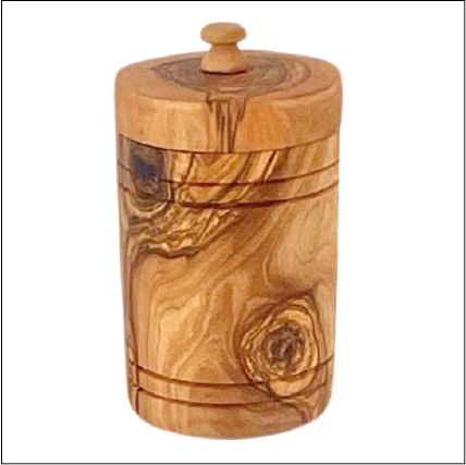 handmade olive Wooden jar with a lid
