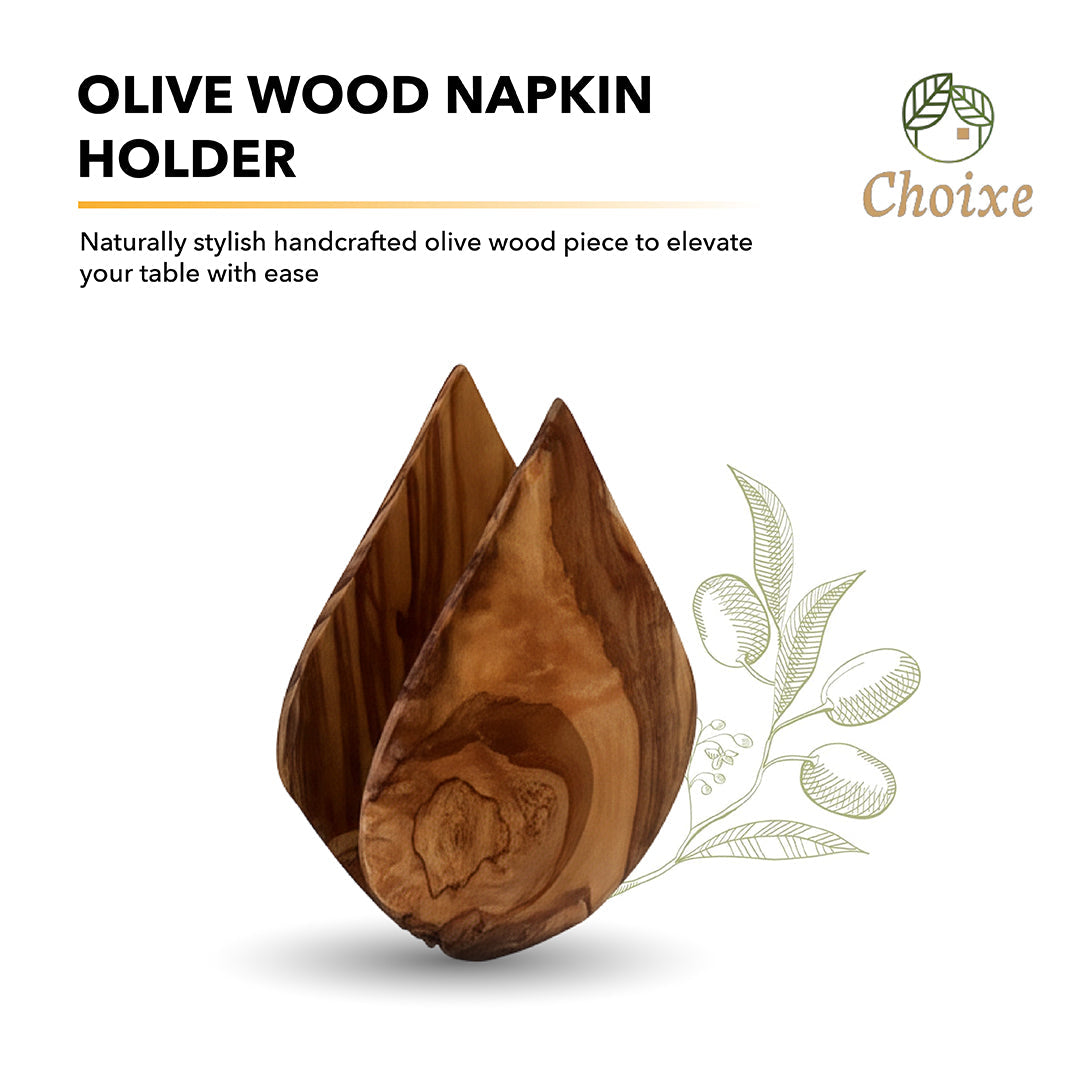 naturally stylish handcrafted Olive wood napkin holder 