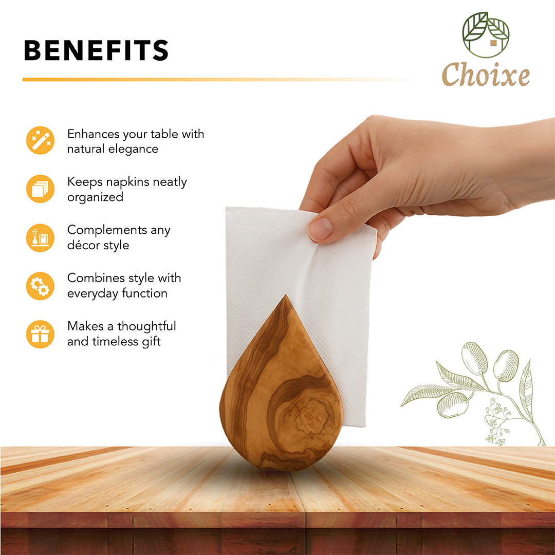 Wooden napkin holder showing natural elegance on table 