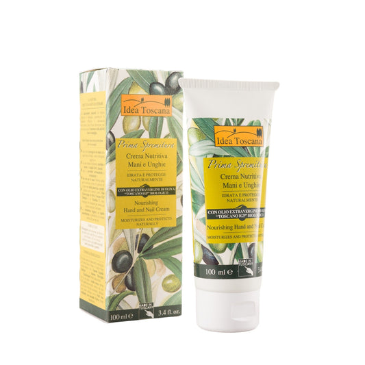 Idea Toscana hand and nail cream packaging with olive oil made in italy 