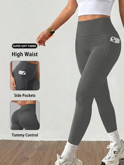 Gray leggings back view showing scrunch fit and ankle-length cut – women's activewear