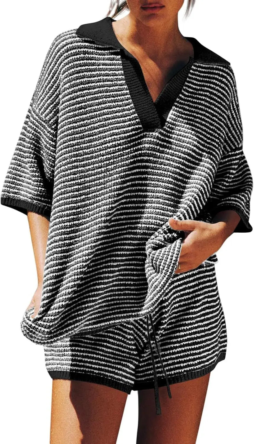 Fashionable striped outfit set ideal for everyday wear
