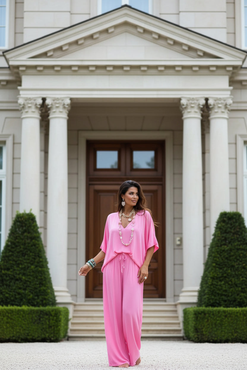 Women's matching shirt and pants coord set - front view
