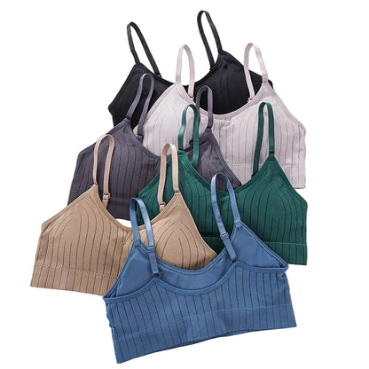 Collection of ribbed tank tops in various colors 