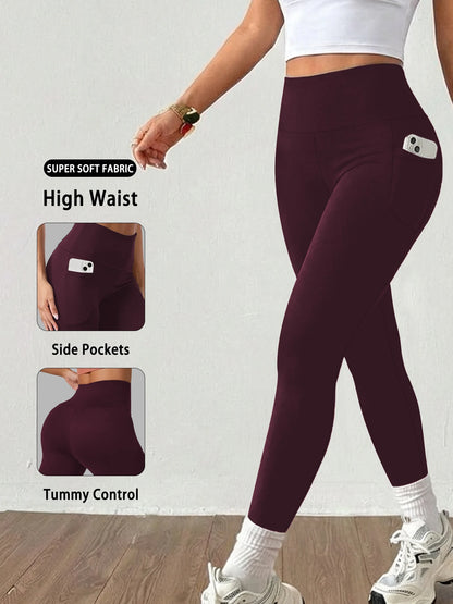 yoga leggings close-up showing wide waistband and tummy control panel
