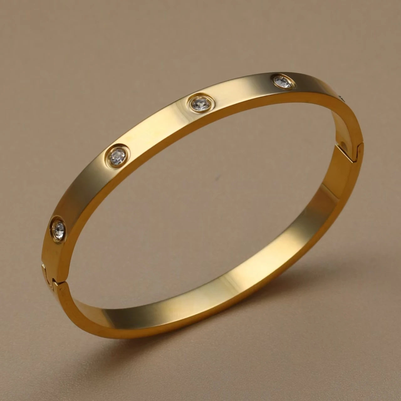ribbed and zircon-studded stainless steel bracelets for women
