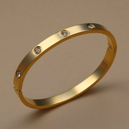 ribbed and zircon-studded stainless steel bracelets for women
