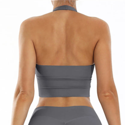 Back view of the high-support sports bra showing the secure design and premiumduring stretching