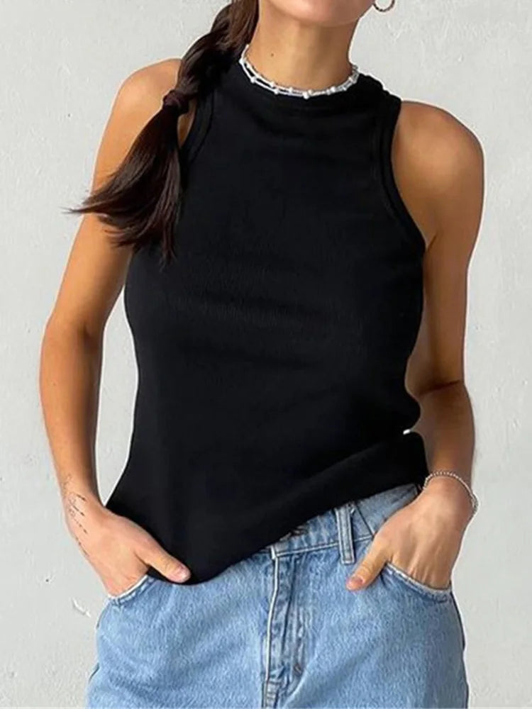 Black  fitted tank top all cotton 