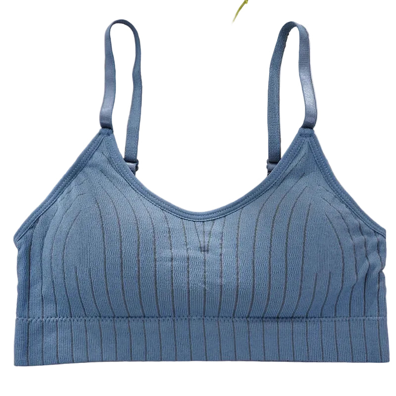 Adjustable strap detail on ribbed knit padded bralette
