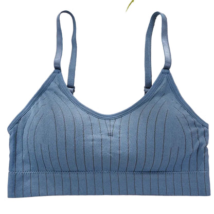 Adjustable strap detail on ribbed knit padded bralette
