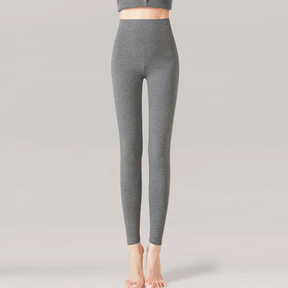 Women's high waist thermal leggings in neutral tone – soft knit winter activewear
