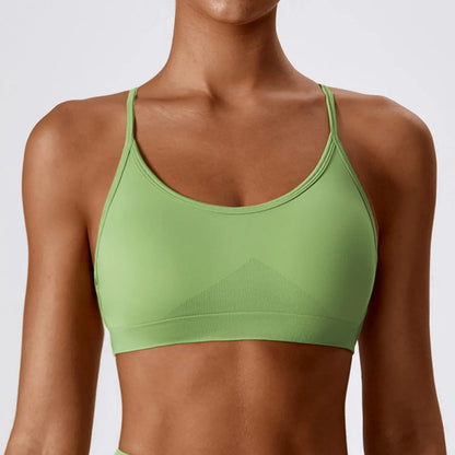 Low impact sports bra with crossback design – women's gym and fitness top
