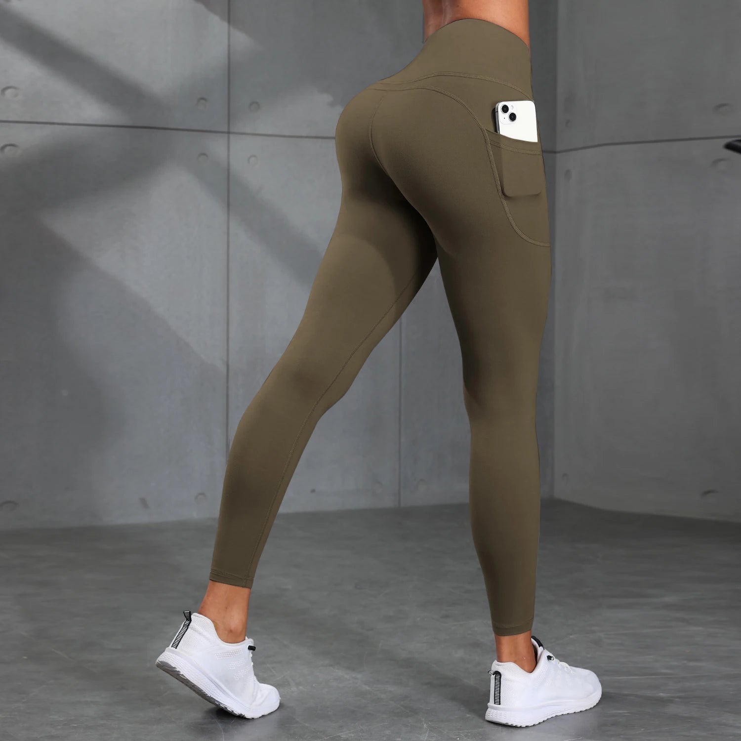 olive green leggings with a pocket 