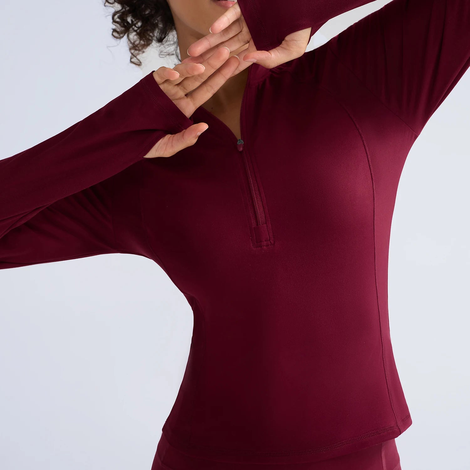 Comfortable long sleeve gym shirt with front pocket