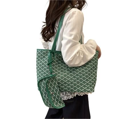 green pattern travel bag large capacity