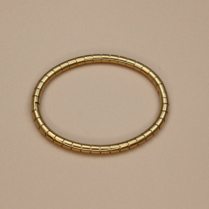 Waterproof gold stainless steel bangle with crystal stones – everyday luxury bracelet for women