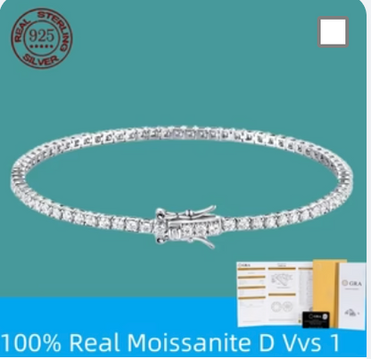 
Diamond alternative tennis bracelet in sterling silver – D color VVS1 moissanite gift for her